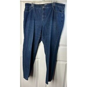 CJ Banks Jeans Women's 20 Petite Blue Cotton Blend Denim Hi-Rise Straight 5 Poct